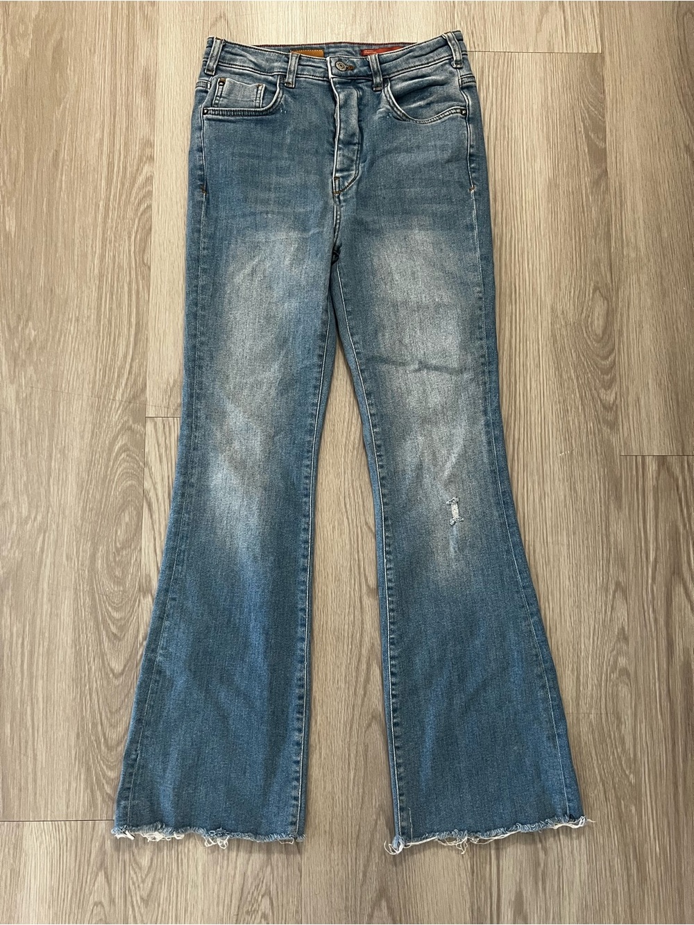 ANTHROPOLOGIE Pilcro Denim High Rise Flare Jeans Distressed Size 28